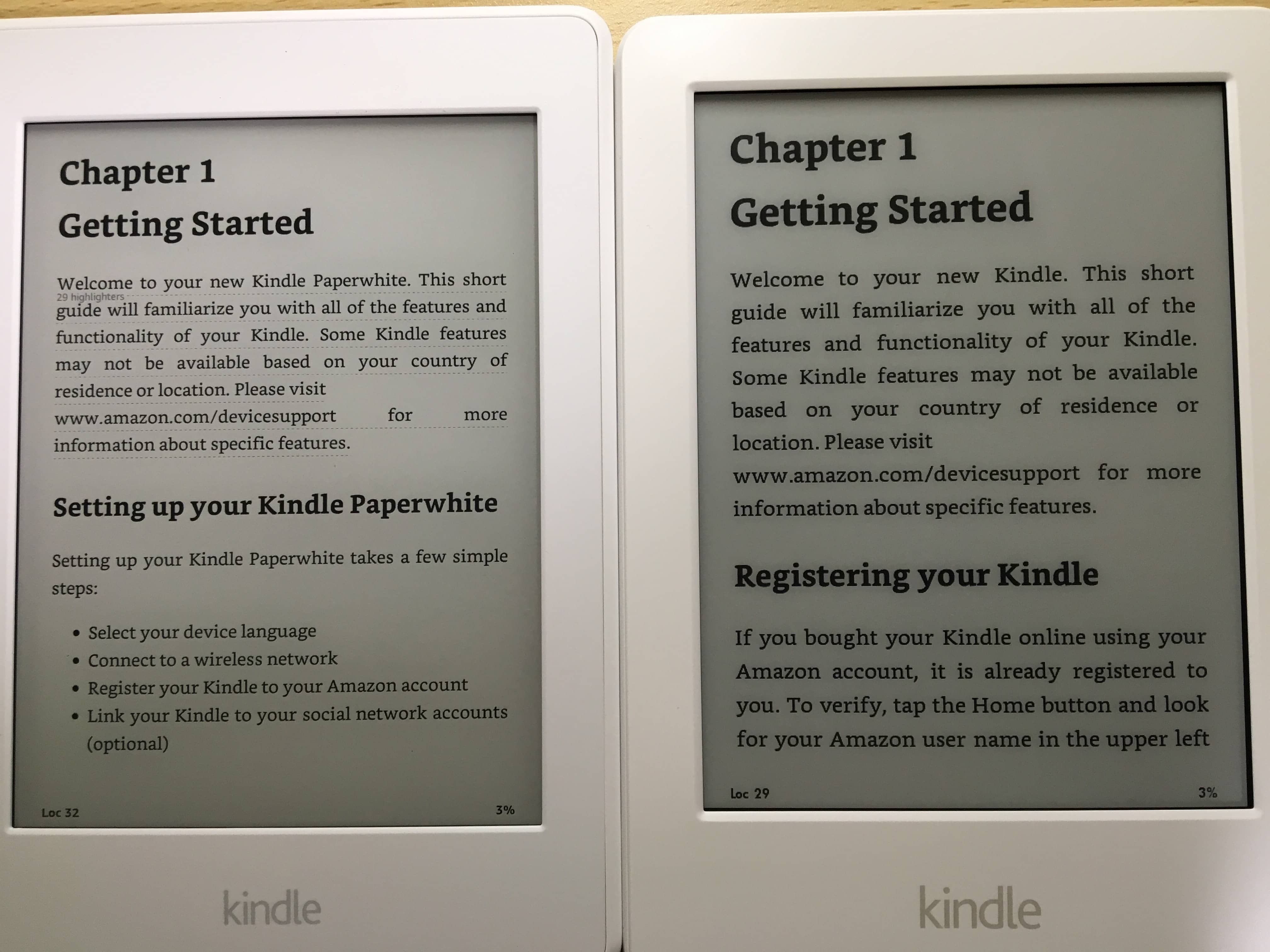 Kindle無印とKindlePaperwhiteを比べてみた。